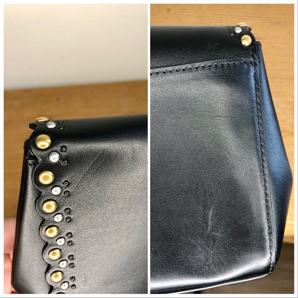 Coach Small Alexa Turnlock Clutch Scallop Rivets Black - Picture 9 of 9